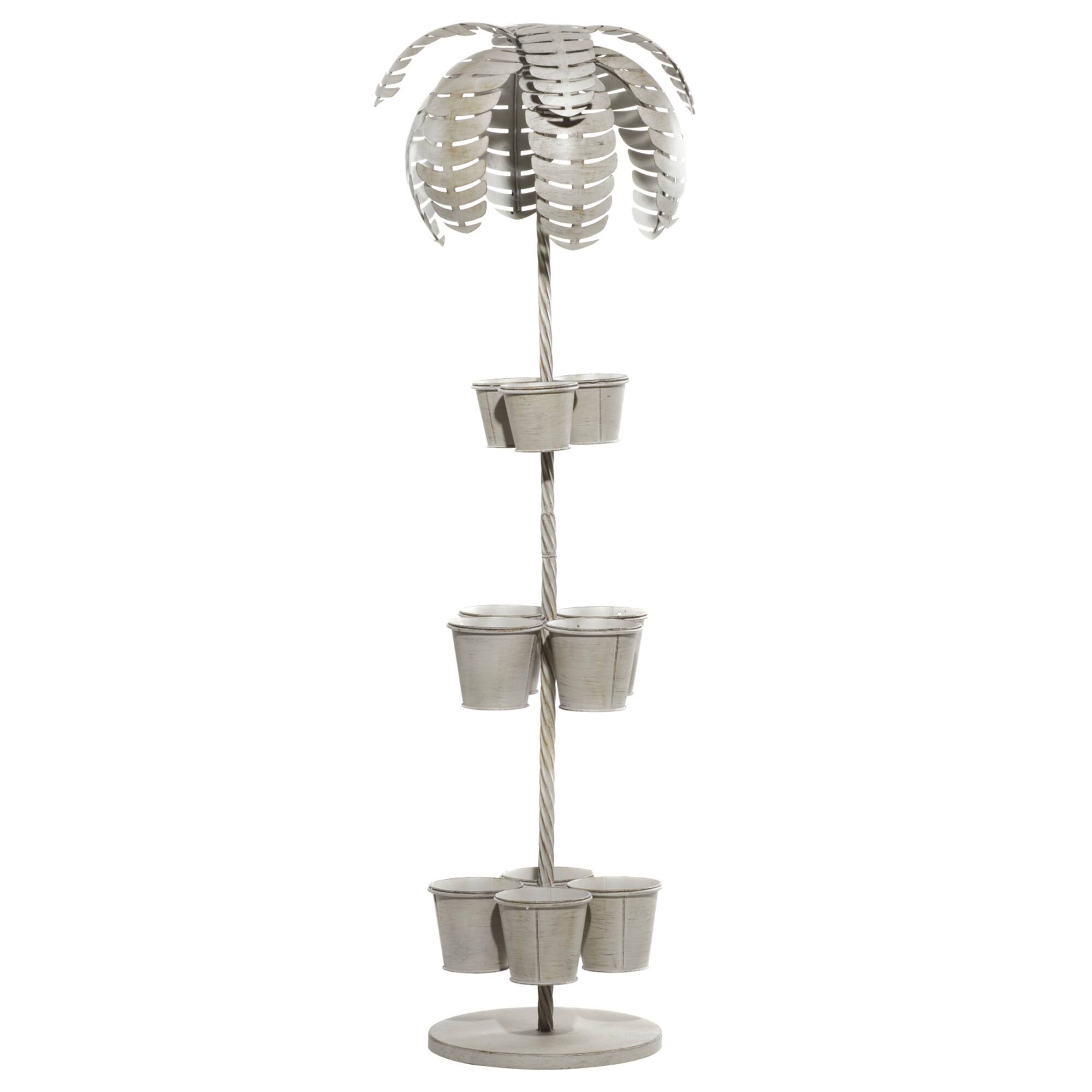 55" Gray Metal Contemporary Palm Tree Planter